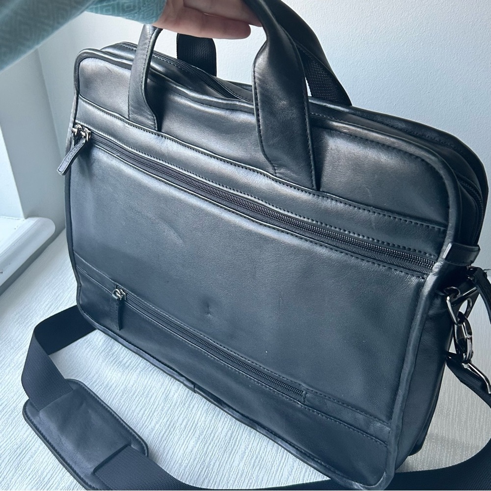 ECCO Black Leather laptop padded Bag - Picture 4 of 8